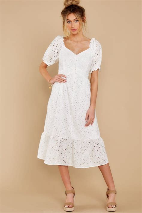 Effortless Elegance White Eyelet Midi Dress Midi Dress Dresses