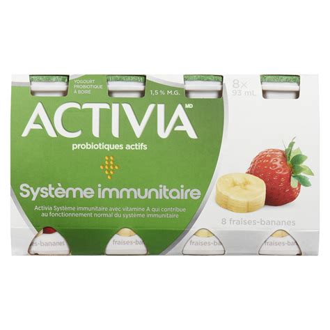 Activia Yogourt probiotique à boire fraises bananes 1 5 M G 8x93ml