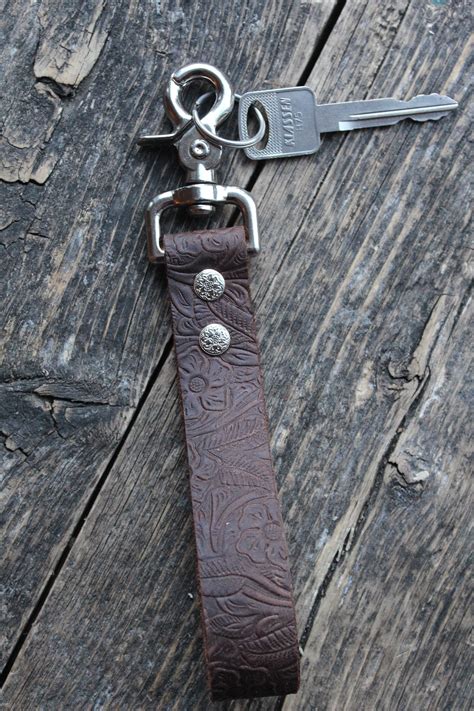 Western Leather Wristlet Keychain Etsy