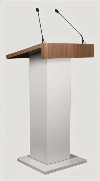 Premium Photo Wooden Podium Or Pulpit With Microphone Wooden Podium