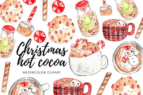 Watercolor Christmas Hot Chocolate Clipart 2242988