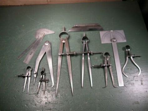 Old Used Vintage Machining Tools Machinist Calipers Rules And More