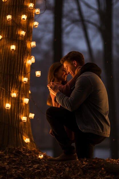 Premium Photo A Valentines Day Proposal In A Natural Setting