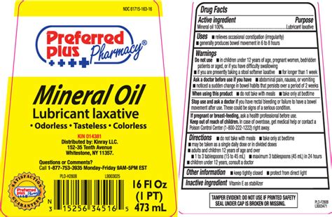 Mineral Oil by Preferred Plus (Kinray) MINERAL OIL oil