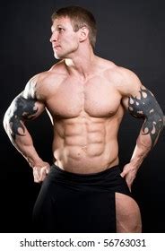 Muscled Male Model Posing Studio Stock Photo Shutterstock