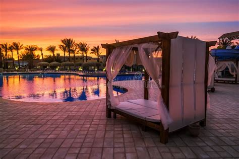 Beach Bed With Canopy By The Pool On The Beach Stock Photo - Image: 40500467