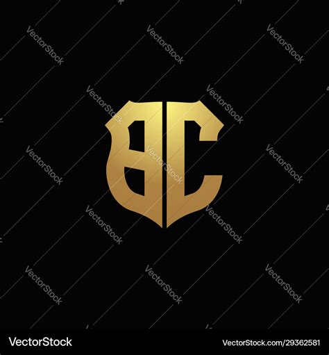 Bc Logo Monogram With Gold Colors And Shield Vector Image