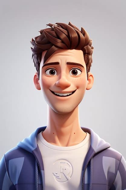 Ilustración de personaje de avatar 3D de un joven feliz y sonriente