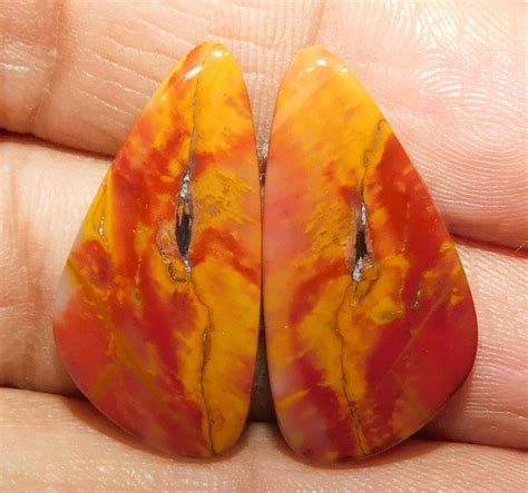 Rare Pair Natural Mookaite Jasper Gemstone Cabochon Pair 28x14x4 Mm 25