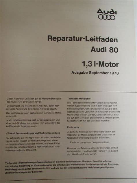 Audi Reparatur Leitfaden L Motor Kaufen Auf Ricardo