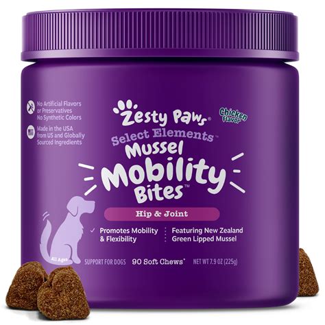 Zesty Paws Select Elements Mussel Hip And Joint Mobility Bites For Dogs