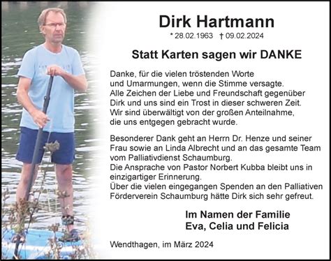 Traueranzeigen Von Dirk Hartmann Trauer Anzeigen De