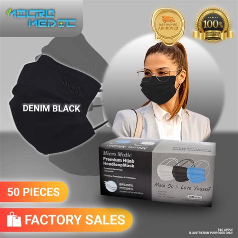 3ply Earloop Denim Black Face Mask 3 Ply Earloop Adult Face Mask