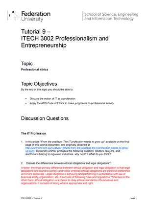 Itech Tutorial Tutorial Itech Professionalism And