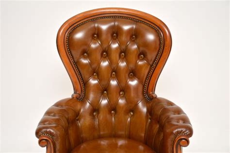 Pair Of Antique Deep Buttoned Leather Armchairs Marylebone Antiques