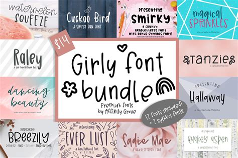 Girly Font Bundle 12 Adorable Girly Fonts 847272 Handwritten