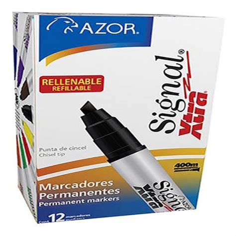 MARCADOR PERMANENTE SIGNAL XTRA NEGRO RELLENABLE CJ 12 PZAS DPT Papeleria