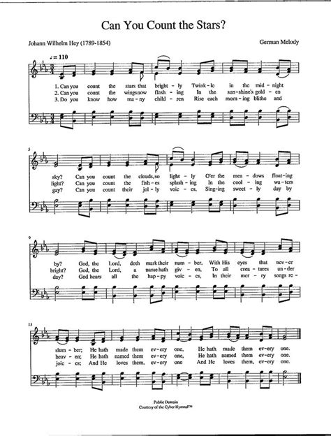 Can You Count The Stars Digital Hymn Tune With Lyrics Key Of E Flat Etsy Christian Song