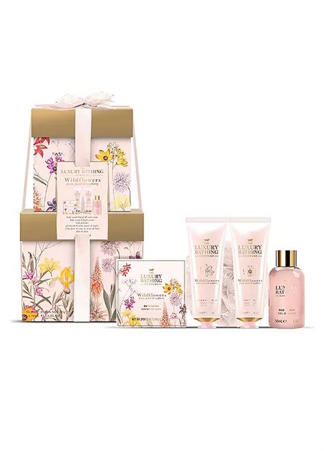 The Luxury Bathing Company Peony Peach Raspberry Stacked Box Gift