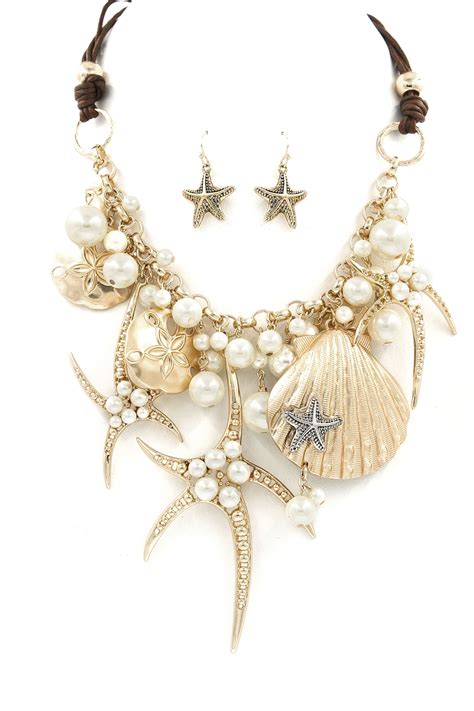 Seashell Starfish Pendant Necklace Set Necklaces