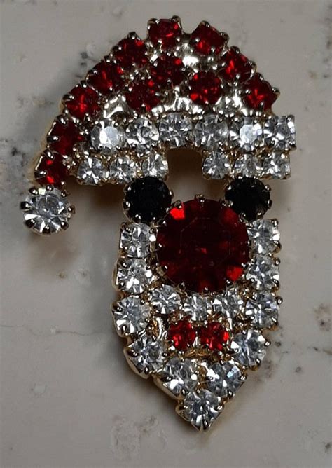 Vintage Santa Claus Brooch Gem