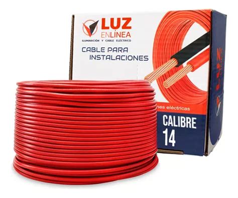 Cable Eléctrico Calibre 14 Thw Cca Rojo Caja Con 50m Marca Luz En