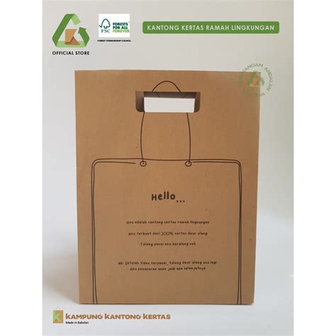 Jual Paper Bag Kraft Kantong Kertas Coklat Hello Indonesia Shopee