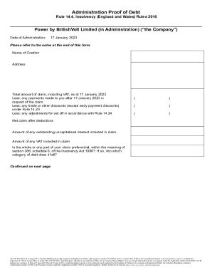 Fillable Online Proof Of Debt General Form Fax Email Print PdfFiller