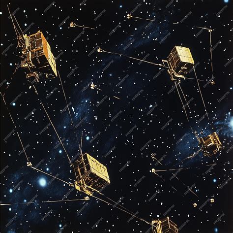 An artists rendering of multiple satellites forming a satellite ...