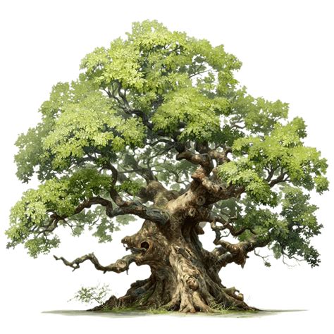 Ancient Oak Tree Illustration Digital Painting, Oak Tree, Ancient Tree