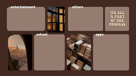 Aesthetic Brown Desktop Organizer Wallpaper