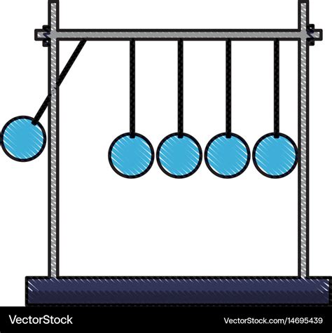 Drawing newtons cradle momentum pendulum metal Vector Image