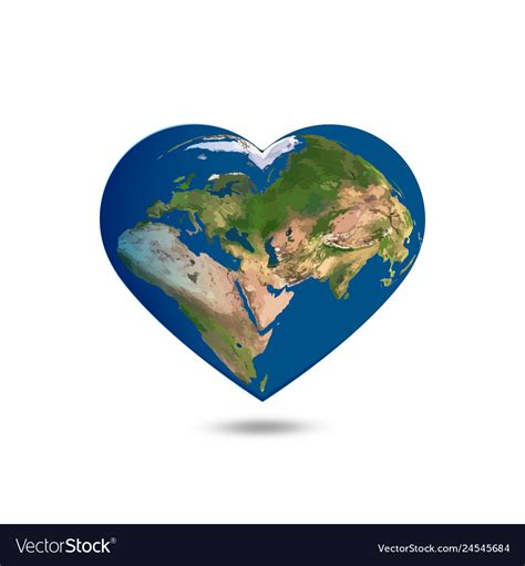 Earth In Heart Shape Royalty Free Vector Image