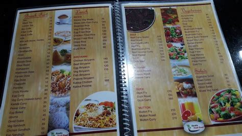 Menu At Kerala Food Court Kalady