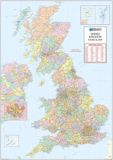 Huge UK Postcode Area Map with County Shading GIF or PDF Download (AR2 ...