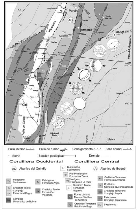 Mapa Tectónico con la localización de la estructuras principales El