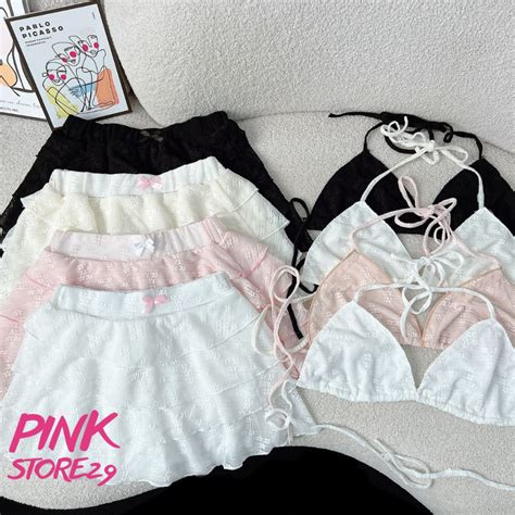 Bikini Set With Lace Skirt Pinkstore Summer Style Extremely Fire Style S Shopee Philippines
