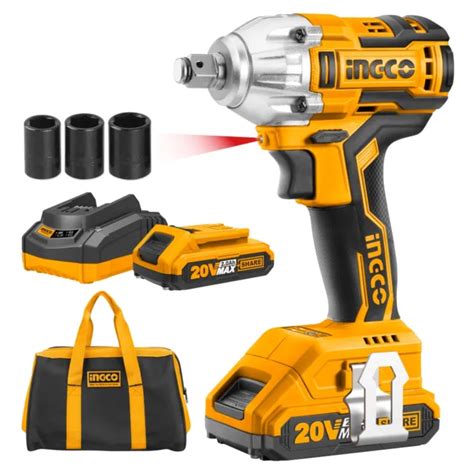 Ingco 20v Cordless Impact Wrench Set Brushless Lithium Ion 1 2 Inch