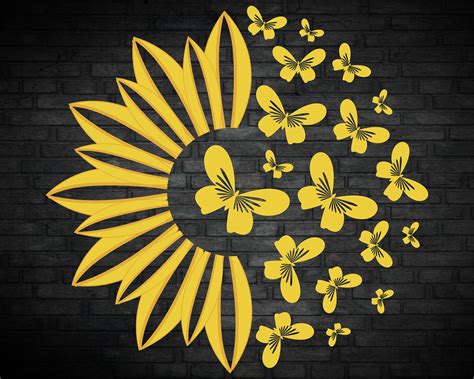 Sunflower Butterfly Svg