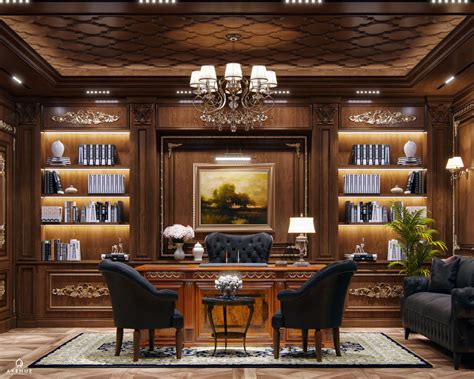 Home Office Mm Villa On Behance Office Interior Design Modern Home
