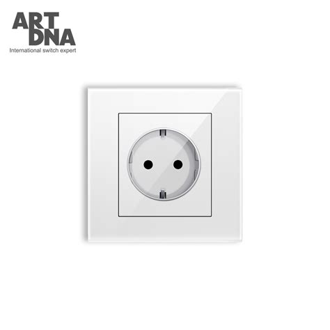 Artdna White Glass Wall Power Socket Plug Grounded A German