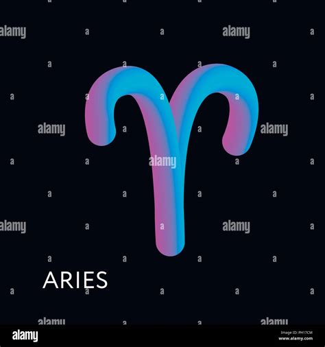 Aries Text Horoscope Zodiac Sign 3d Shape Gradient Illustration Stock