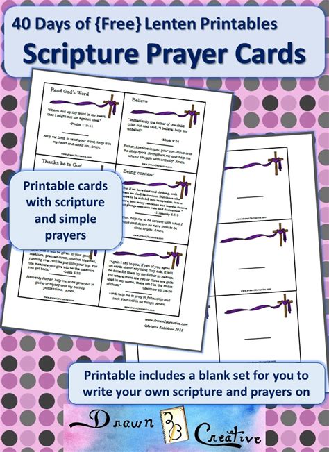 40 Days Of Free Lenten Printables Prayer Cards Set 2 Drawn2bcreative