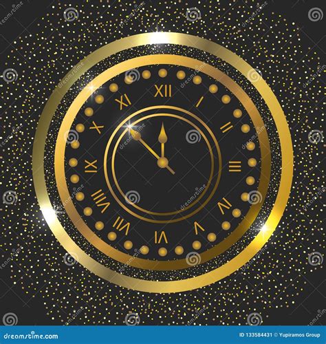 Happy New Year With Clock Style Stock Vector Illustration Of Greeting