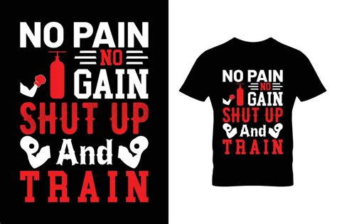 No Pain No Gain Typography T Shirt Design For Print Motivational