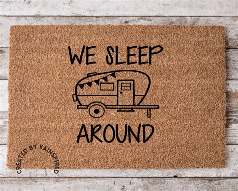 We Sleep Around Summer Door Mat Camping Doormat Funny Door Etsy