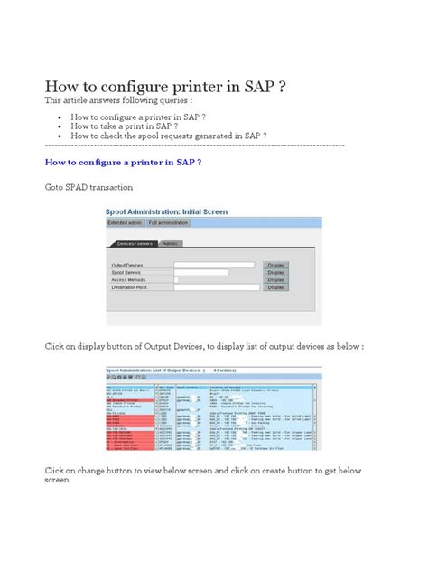 How To Configure Printer In Sap Pdf