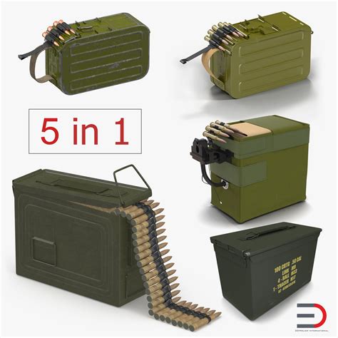 Machine Gun Ammunition Boxes Collection 3d Model