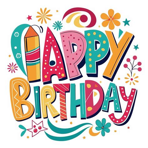 Happy Birthday Text Illustration Premium Ai Generated Vector