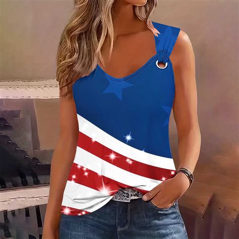 Qianyin 4th Of July Outfits For Women Summer Tops For Women 2024 Trendy